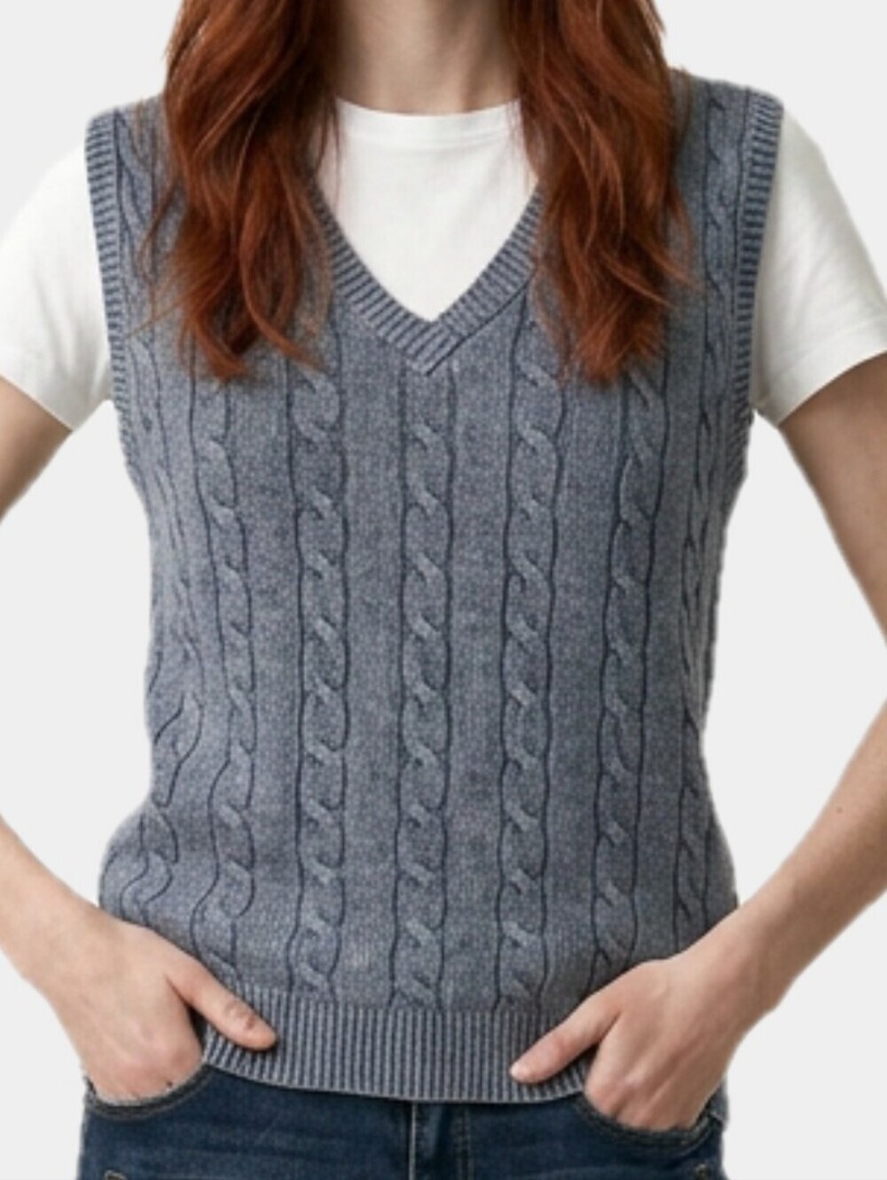 Aeropostale Sleeveless V-Neck Cable Knit Sweater Vest Size XS (Runs Big)